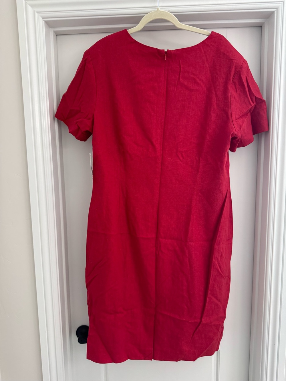 Adolfo Linen Red Short Sleeve Shift Dress - Picture 2 of 3